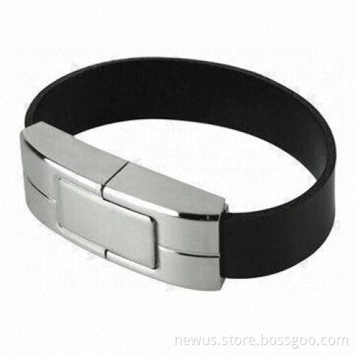 Multifunction Leather Wristband USB with 64MB to 32GB Capacity and Pre-loading Function